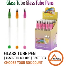 GLASS TUBE PEN | ASSORTED COLORS | CHOOSE COUNT