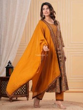 Mustard Paisley Anarkali Kurti Set for Women,...