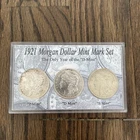 1921 Morgan Dollar Mint Mark Set P,D,S The only Year Of The “D Mint”