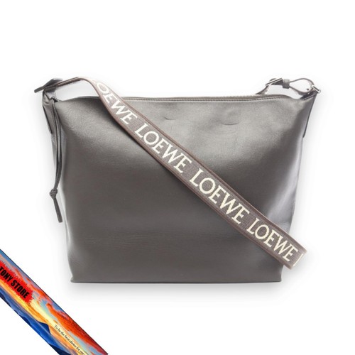 LOEWE Cubby Regular Leather Shoulder Bag Gray