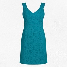 Lilly Pulitzer Tanzanian Teal Kaylee Petal Eyelet Sleeveless Shift Dress Size 10