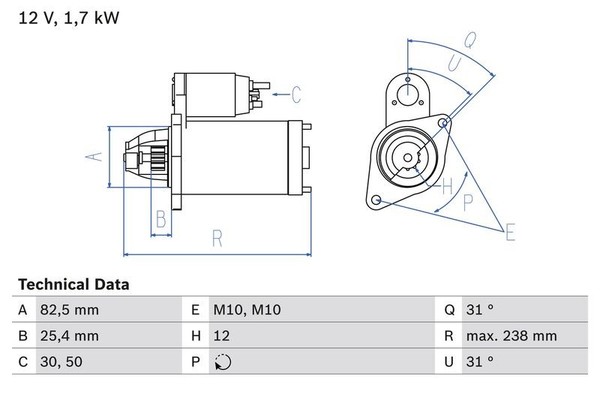 DéMarreur Bosch 0 986 021 360 FüR OE A 006 151 25 01 - A 006 151 25 01 80 - A-image