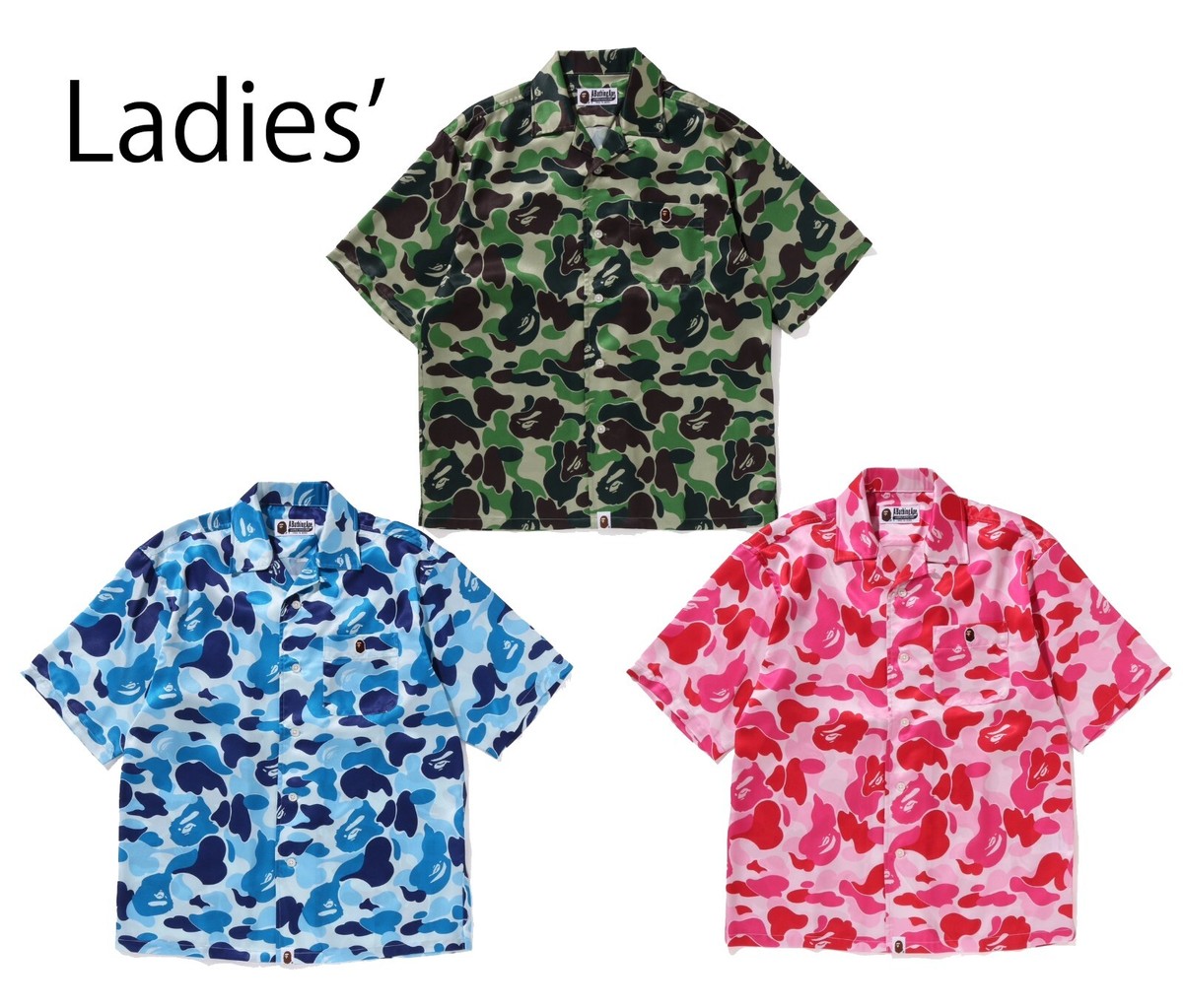 A BATHNIG APE Ladies' ABC CAMO OPEN COLLAR SHIRT 1L30232001 | eBay