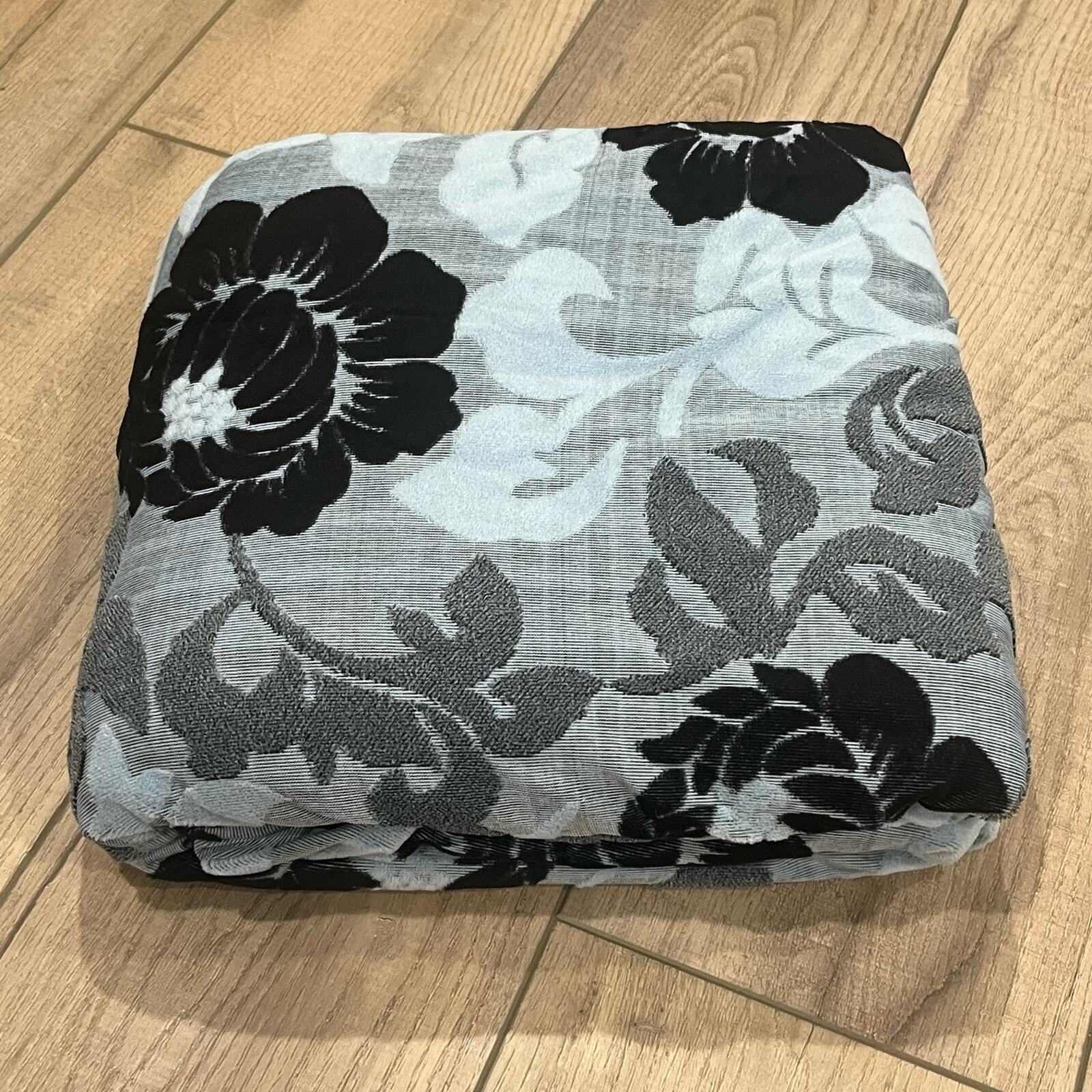 Loveseat Stretch Slipcover Blue Floral Jacquard Terry Cloth Knit Style