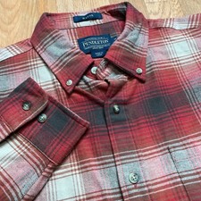 Pendleton Shirt Mens Medium Red Plaid Button Up Long Sleeve Mason Flannel Shirt