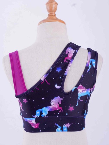 Kids Girls Cotton Tank Tops Crop T-shirts Sports Vest Halter Neck Stretchy Tops - Picture 32 of 33