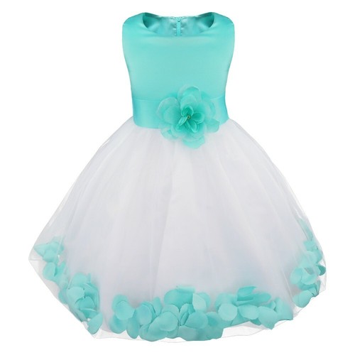 Kids Wedding Party Bowknot Petals Flower Girl Dress Prom Pageant Tulle Ball Gown - Picture 18 of 33