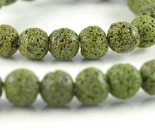 12MM GREEN VOLCANIC BASALTIC LAVA GEMSTONE OLIVE ROUND 12MM LOOSE BEADS 16inch