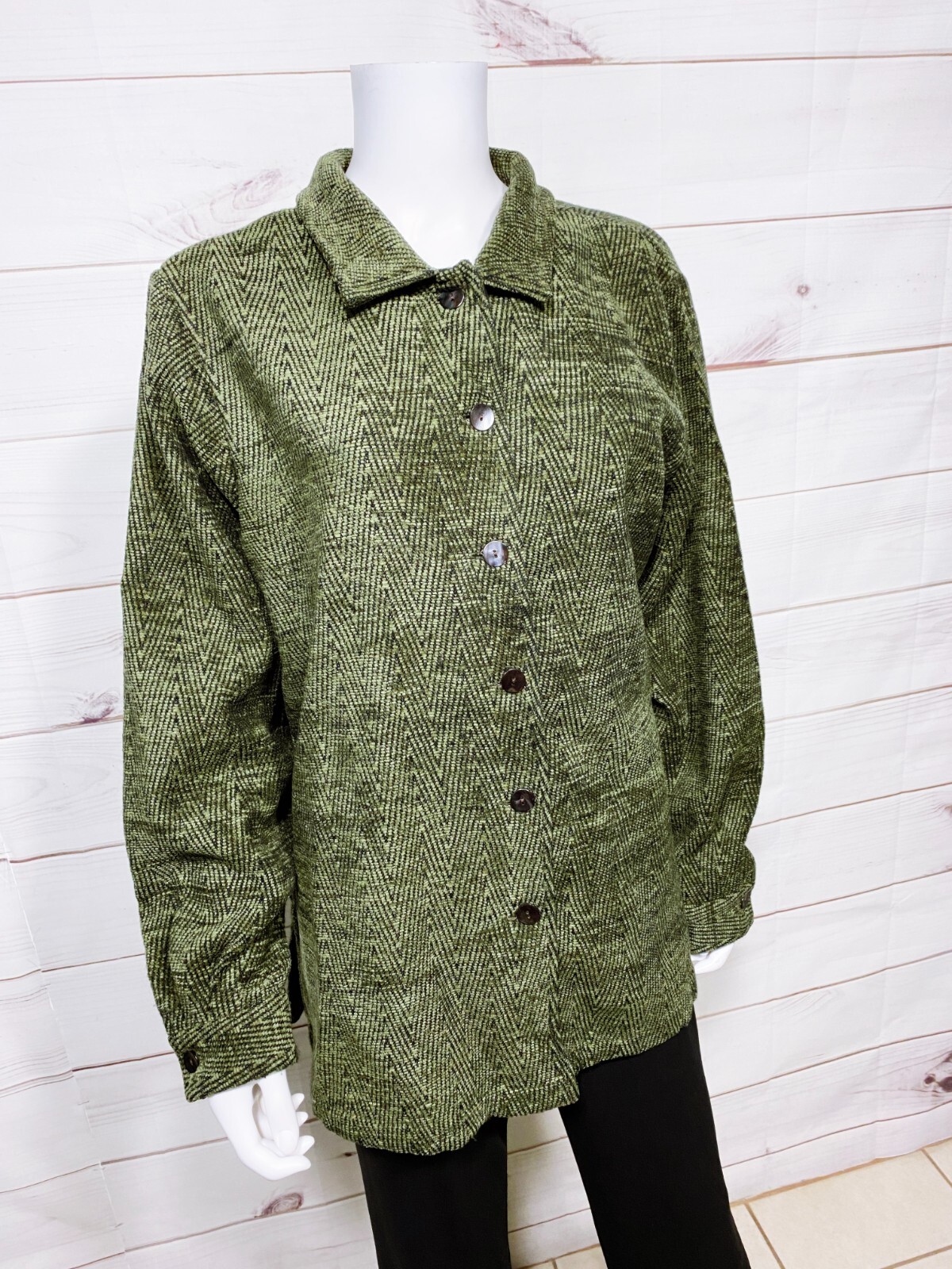 Coldwater Creek Womens Jacket Size XL Green Button Up Long Sleeve | eBay