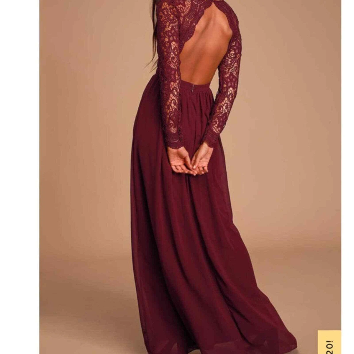 Awaken my love burgundy long sleeve lace maxi dress clearance