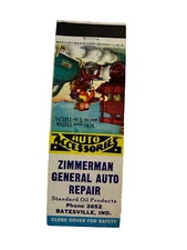 ZIMMERMAN GENERAL AUTO REPAIR Matchbook Matchcover - BATESVILLE, INDIANA