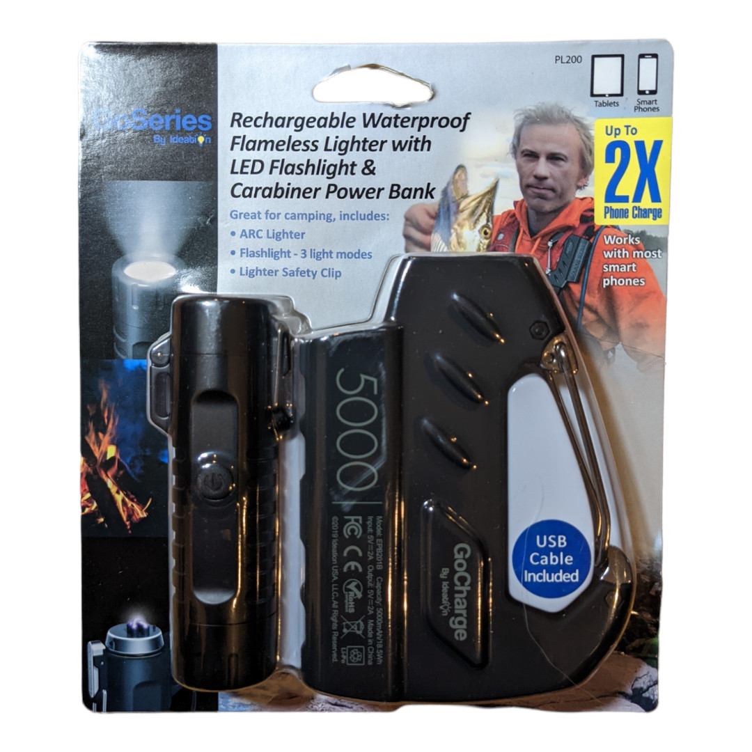 W/ Led Flashlight & Carabiner Power Bank