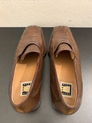 DAVID EDEN OSTRICH DRESS LOAFER SHOE Brown Men display picture 1