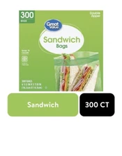 Double Zipper Sandwich Bags Press Seal Lock Poly Baggies Food Storage 300 bags