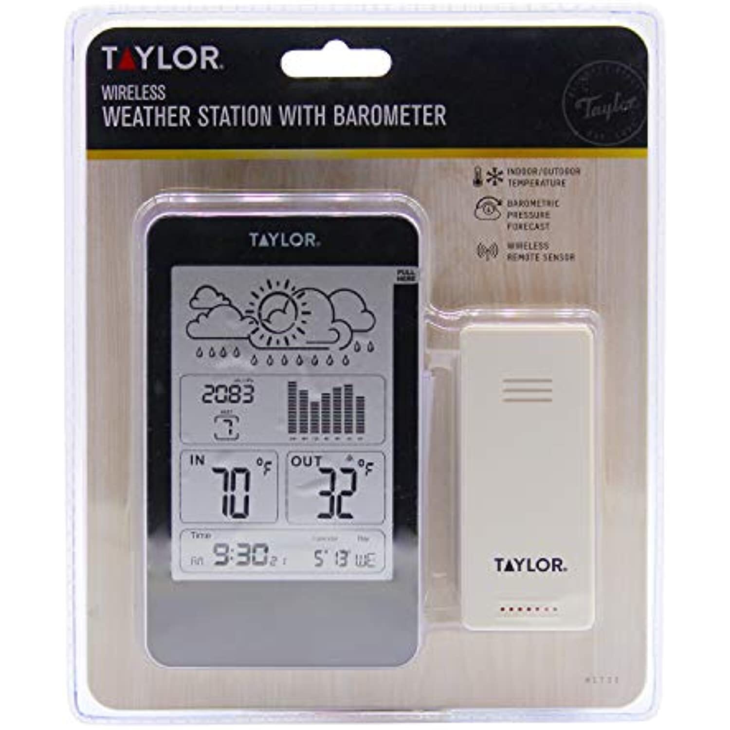 Taylor Precision Products Indoor/Outdoor Digital Thermometer with Barometer &