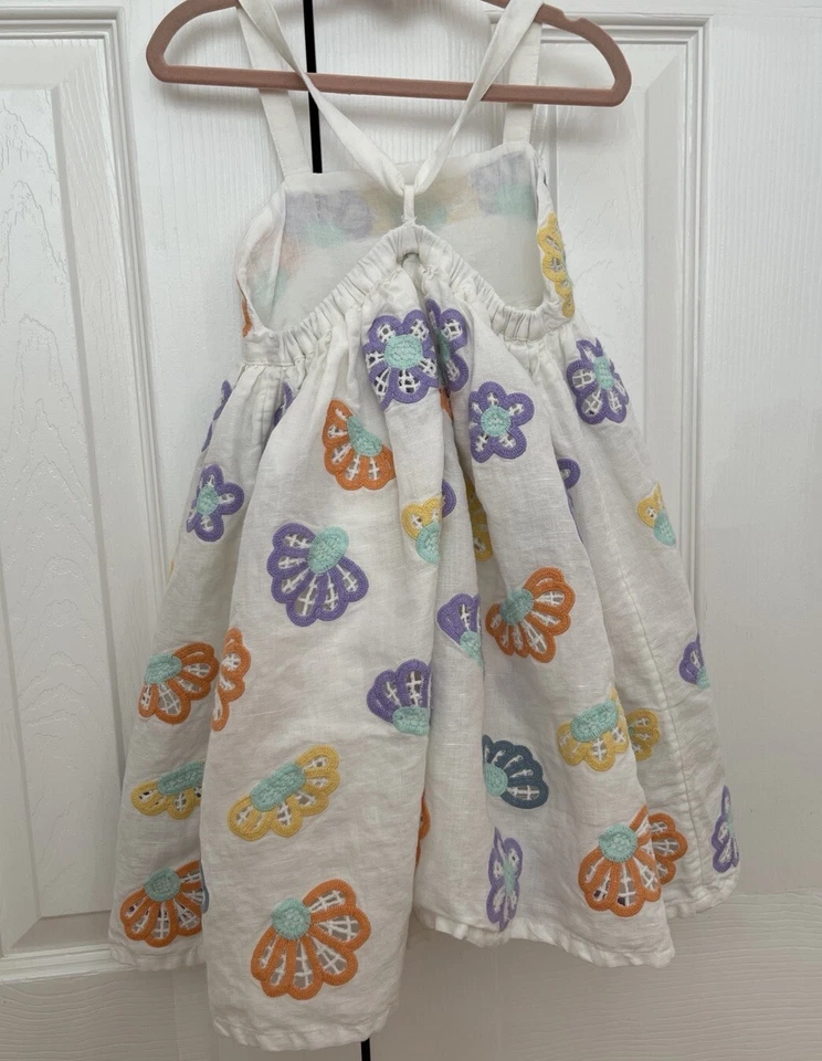 Stella McCartney Kids Girls 4T Festive Flower Linen Dress - Image 4 of 4