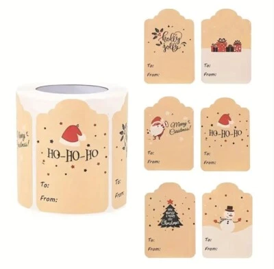 chrismas labels self adhesive Xmas festive holidays sticker stickers stick Label