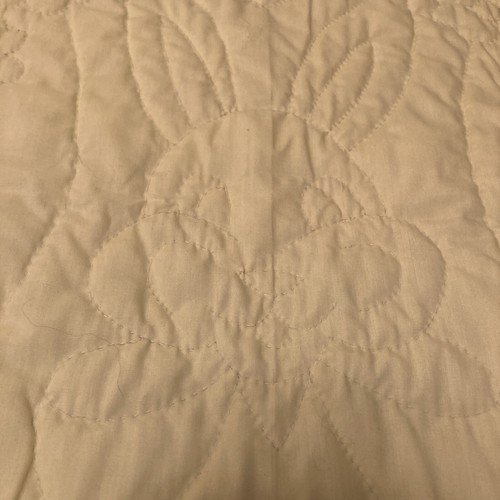 Vintage Baby Quilt Yellow Blue All Hand Quilted Emboss Bunny 44" x 55" Handmade - Picture 4 of 6
