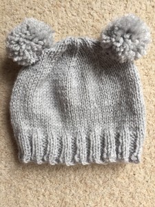 grey knitted baby hat