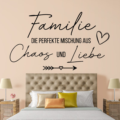Wandsticker Spruch Familie Wandtattoo Family Chaos Liebe Wandbild Wandaufkleber