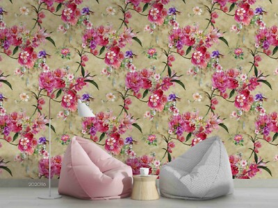 3D Retro Pink Floral Wallpaper Wall Murals Removable Wallpaper 61
