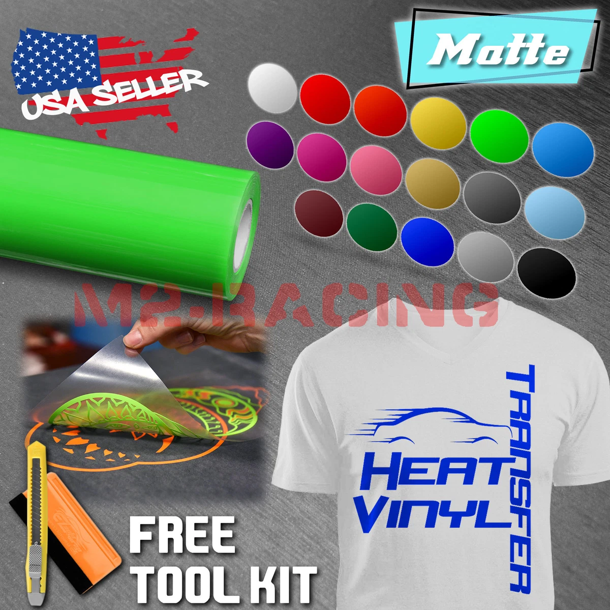 Matte Heat Transfer Vinyl HTV Sheets T-Shirt 20 Wide Roll Iron On