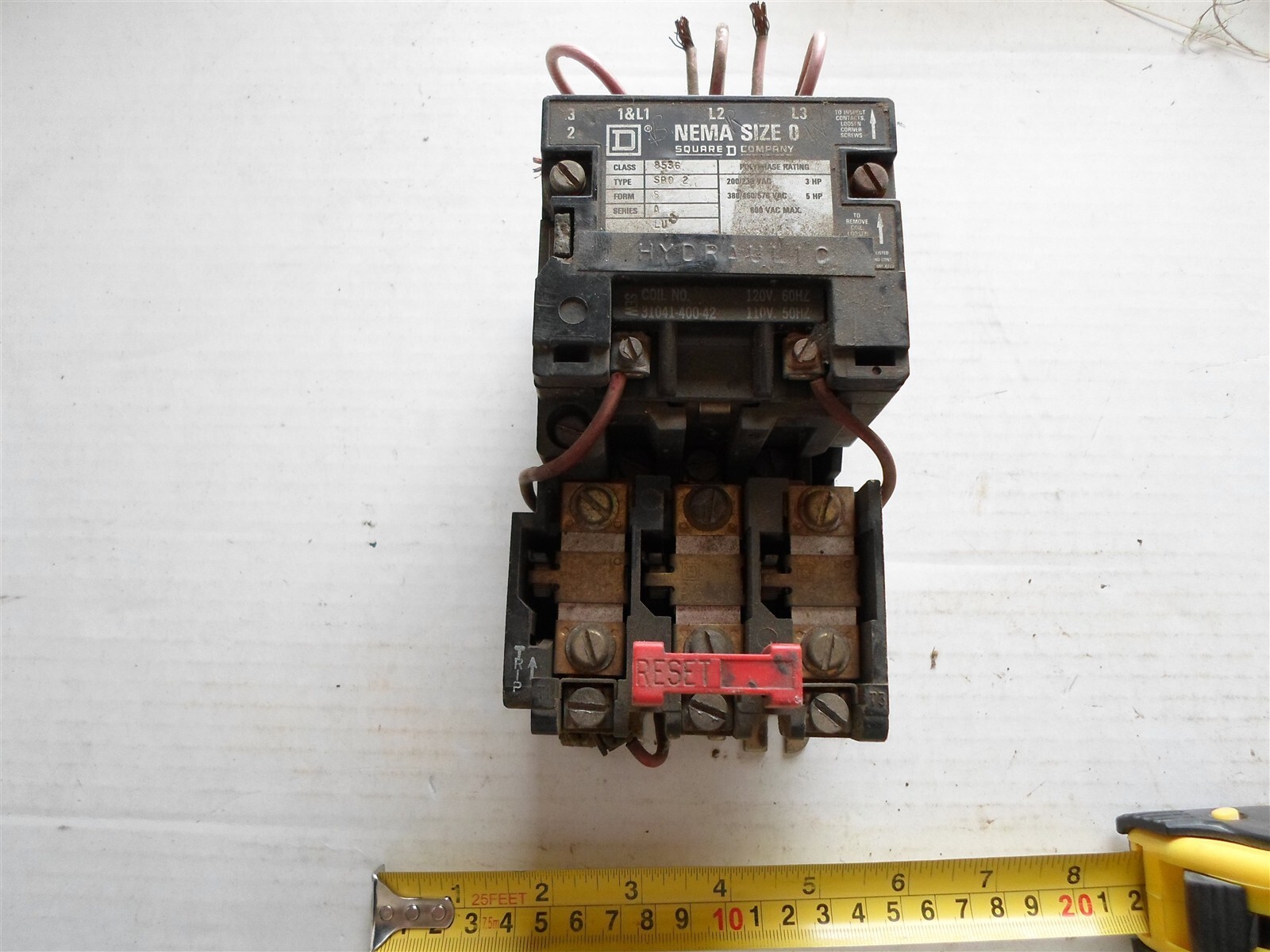 Used: Square D 8536 - SBO-2 110V-50hz 120V-60hz Form S Nema - 0 Ser-A