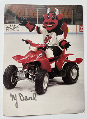 NJ Devils mascot signed postcard autographed devil nhl card new
