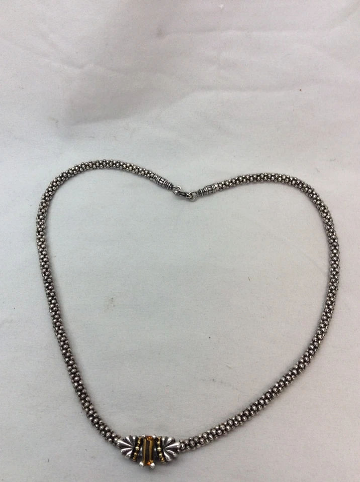 美丽的拉各斯鱼子酱纯银 925 18K 点黄水晶项链 — 第 2/4 张图片