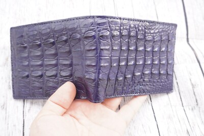 Double Side Blue Real Crocodile Leather Skin MEN'S BIFOLD Wallet - No Zipper #21