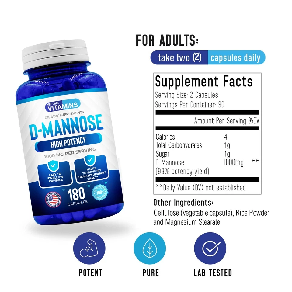 D-曼诺糖1000毫克180胶囊3个月供应最值我们喜欢维生素 — 第 2/4 张图片