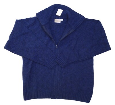 Vintage Clipper Mist Men s 100% Acrylic Blue Full Zip Sweater USA Made NOS Sz XL