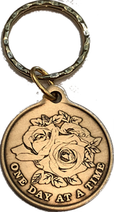 Rose One Day At A Time Bronze Keychain Serenity Prayer &hellip;