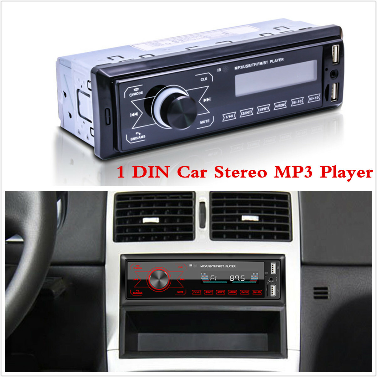 Bluetooth 1 DIN Radio Car Stereo MP3 Player In Dash AUXin FM Radio