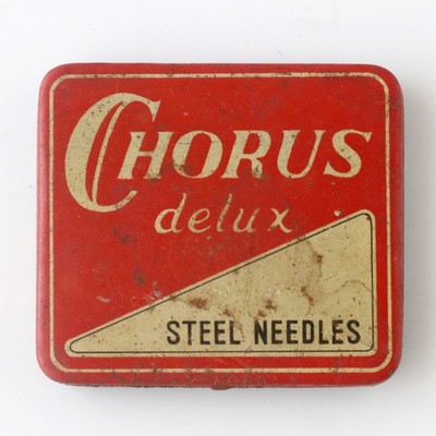 Chorus Delux Stahlnadeln Grammophon Nadel Dose Rot Creme Japan Antik