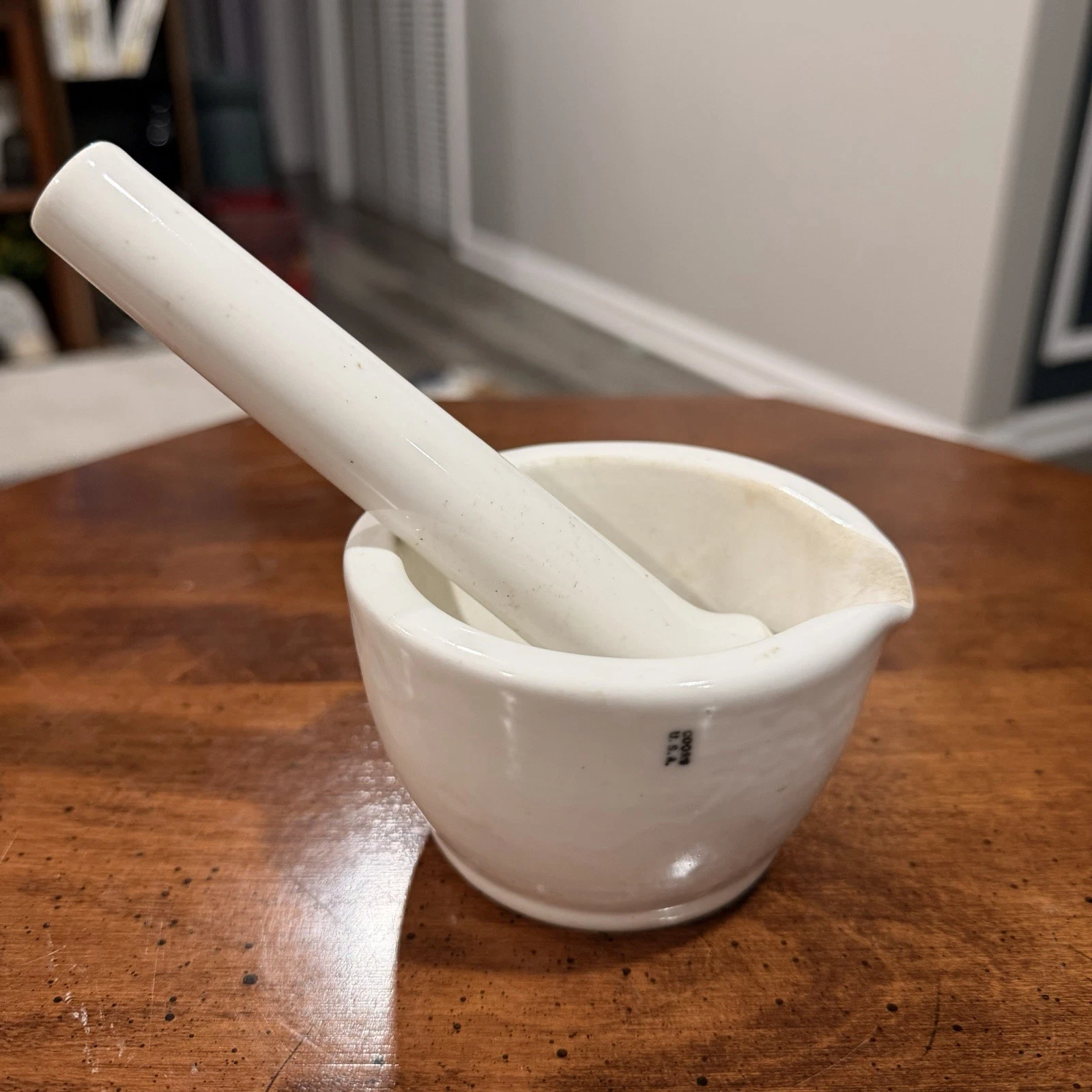 Coors Ceramic White Mortar & Pestle Set With Lip Solid Plain Pattern MPN 60319