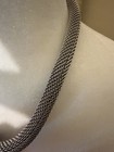 Vintage 1980's SNAPPER Silver  Mesh Rope Necklace with Black Crystal Inset Retro — photo 4