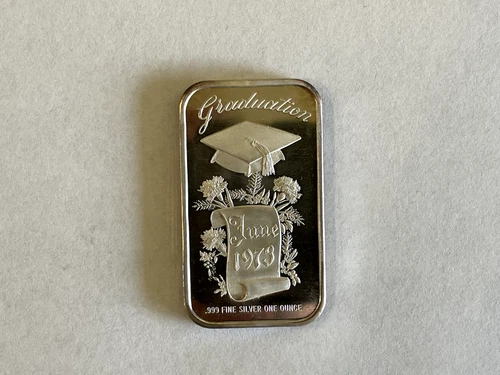 1973 June Graduation Madison Mint .999 Fine Silver Art Bar - 1 Troy oz