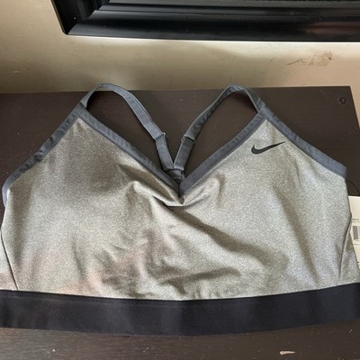 NEW Women's Nike Sports Bra Plus Light Indy 2X Gray Carbon/Black Dri-Fit Swoosh