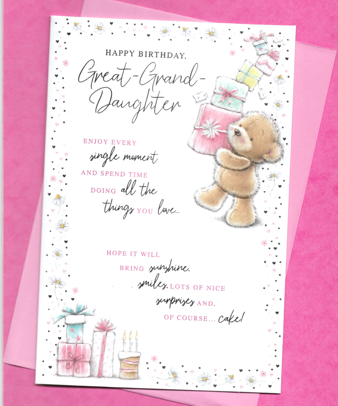 Great Granddaughter Birthday Card 9""x6"" Cute Teddy Bears Nice Words Verse