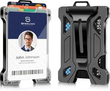 ID Badge Holder with Retractable Clip, Credit Card Holder, Keychain Wallet, Name