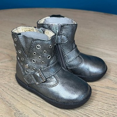 New! Falcotto Baby Girl s Studded Silver Boots EU Size 18 / US 2 Infant