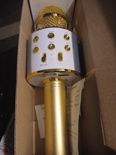 Wireless Bluetooth Karaoke Microphone Mic Speaker Fits All Smartphone Gold 2