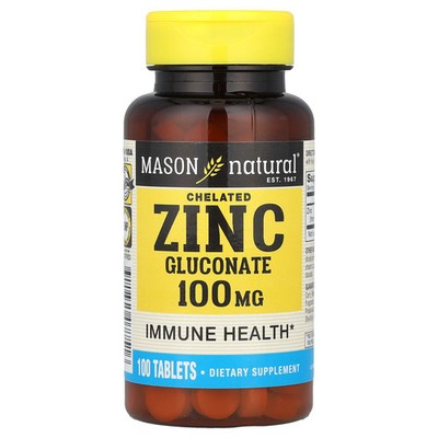 Chelated Zinc Gluconate , 100 mg, 100 Tablets