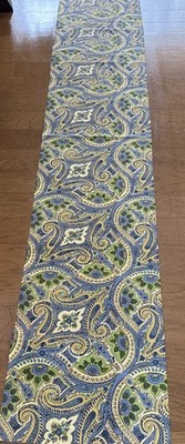 April Cornell Cotton Runner Blue Yellow Green Paisley 88 X 17