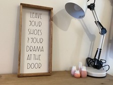 Shoes and drama hall framed wooden sign farmhouse rustic handmade bedroom decor