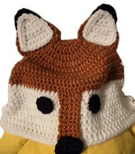 New Never Worn Youth Handmade Crochet Fox Beanie Hat, Craft Show, Christmas Gift