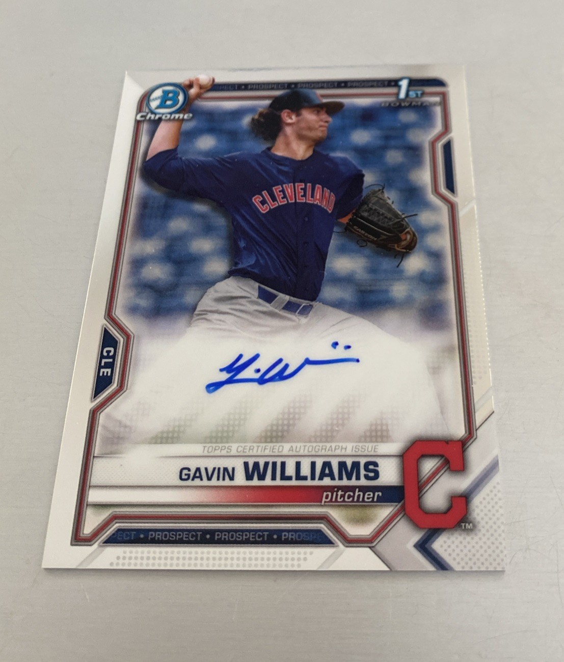 2021 1st Bowman Chrome Rookie Gavin Williams Auto Cleveland Guardians CDA-GW