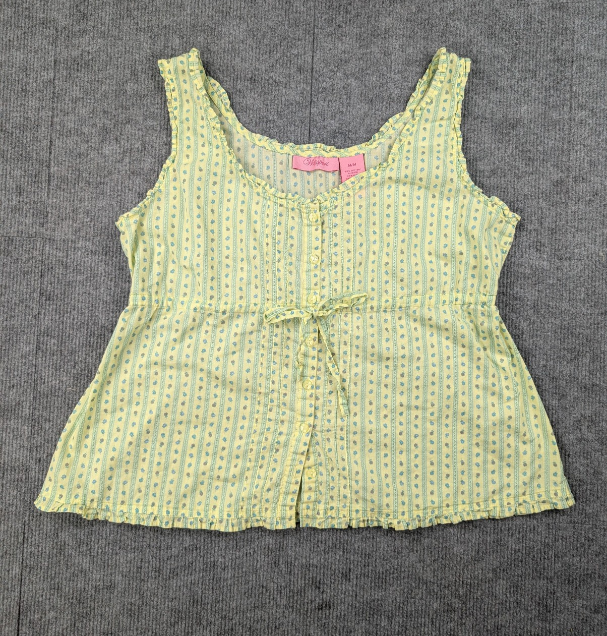 Whispers Babydoll Top Womens Medium Vintage Cotton Cottagecore Boho Floral Y2K