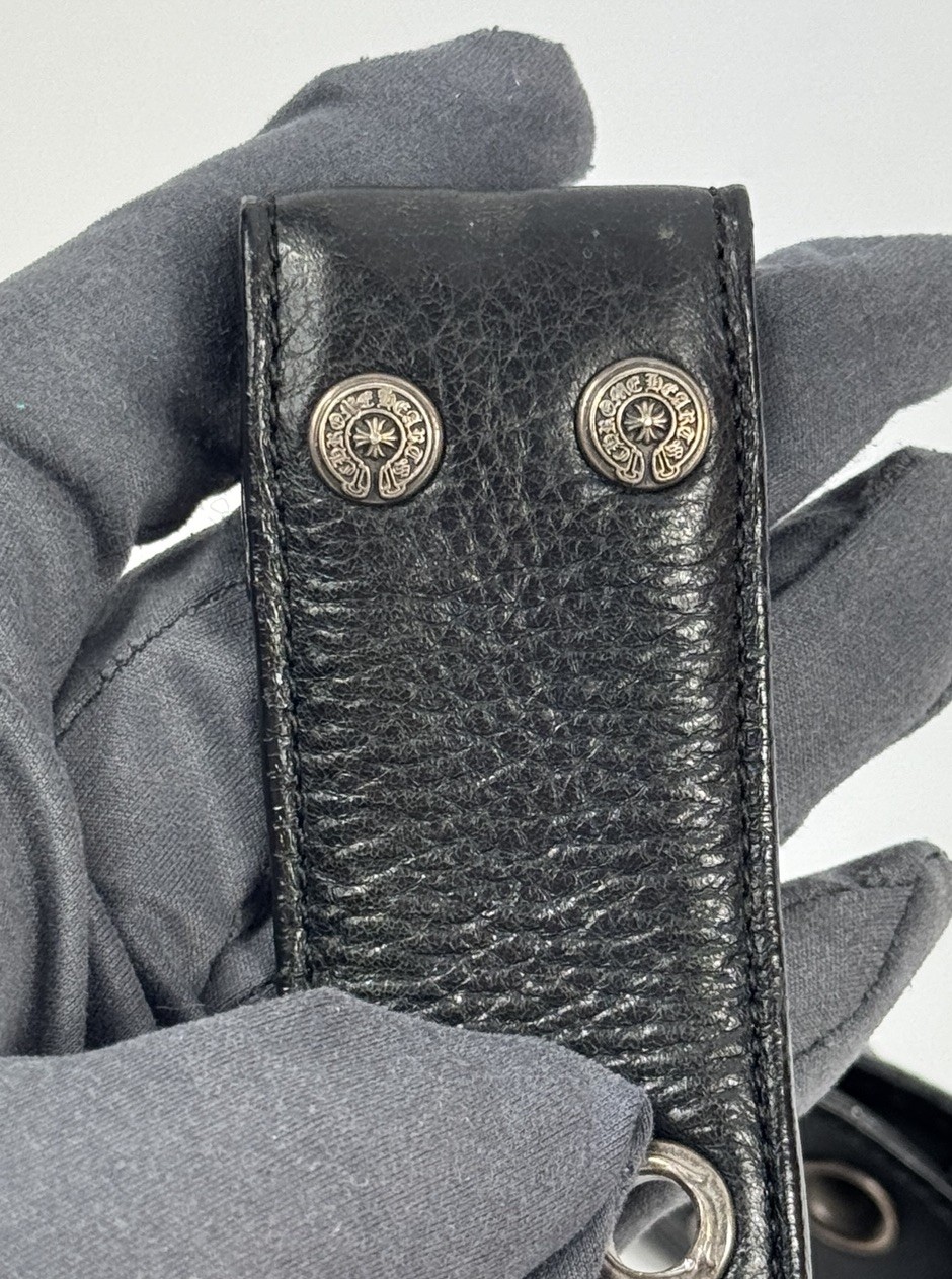 Chrome Hearts - Double Stud Sterling Silver Leather Belt Size: 36 *RARE* image 3